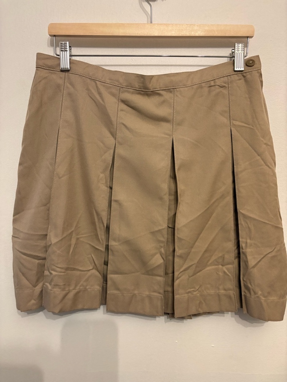 Lands' End Khaki Pleated Mini Skirt